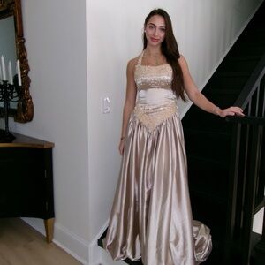 Elegant Cream Prom Dress
